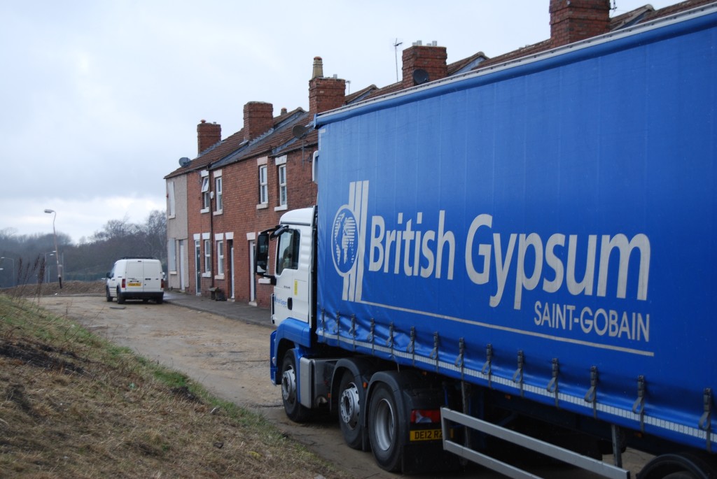 British Gypsum lorry delivering supplies
