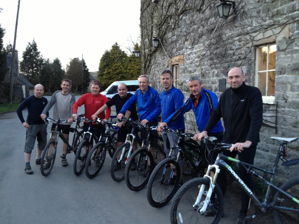 Jeremy Elvins (fourth from left)  and the gang, about the complete the cycle leg of the challenge