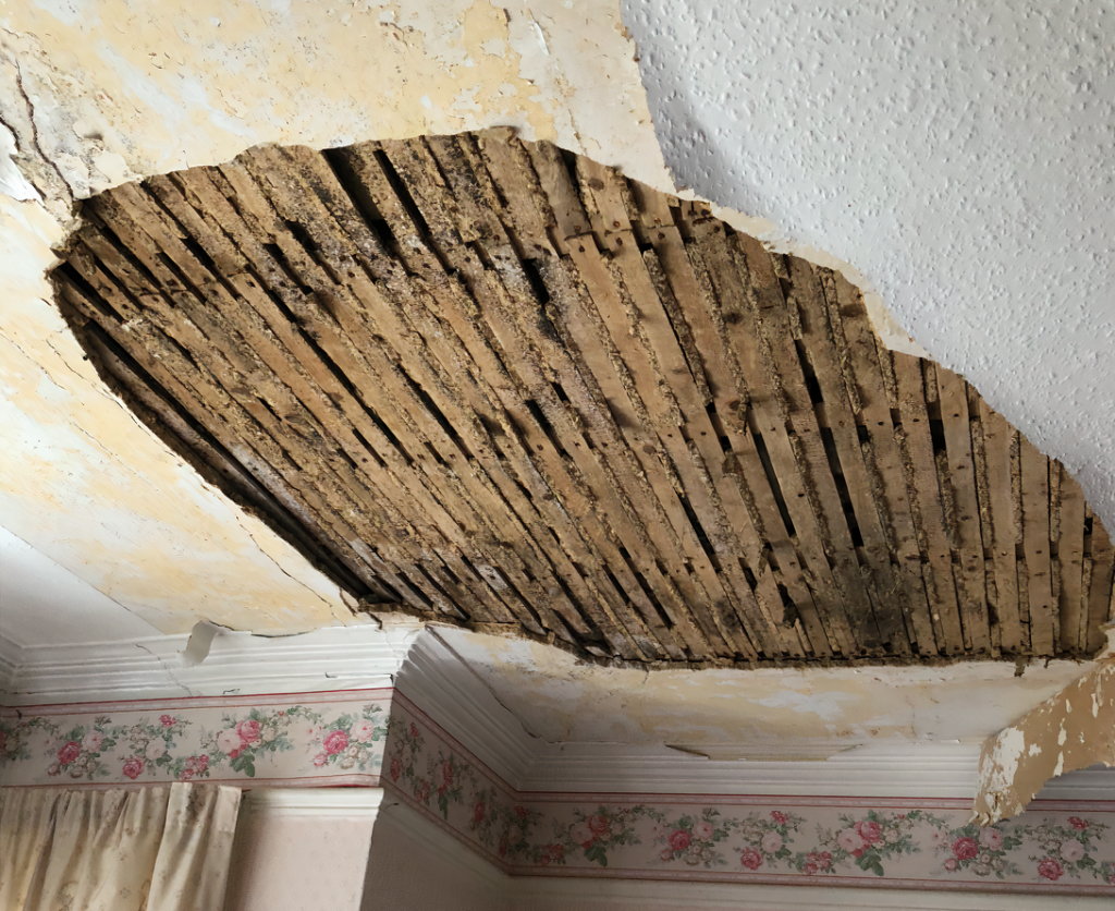 Failed lath and plaster ceiling